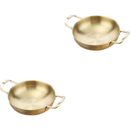 Doréx2pcs 2 Pièces Batterie De Cuisine Antiadhésive Poêle À Frire Avec Couvercle Petite Casserole Inoxydable Réchaud Sautoirs Pots Cuisinière Casserole À Fond Plat Pates Vinod