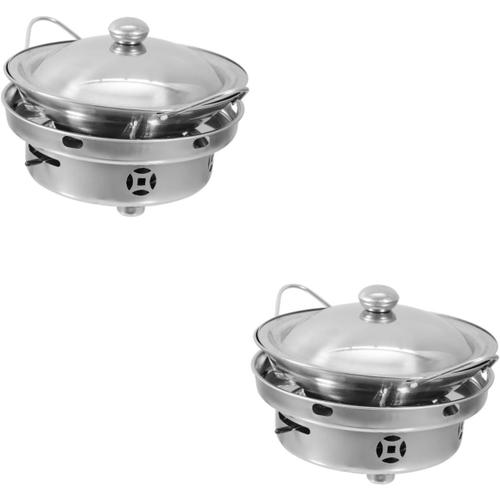 Argent 2 Pièces Petite Marmite Cocotte Minute Autocuiseur Poêle Domestique Marmite De Cuisson Plats Réchauds Ustensiles De Cuisine Antiadhésifs Poêle En Acier Inoxydable Oreillette Double