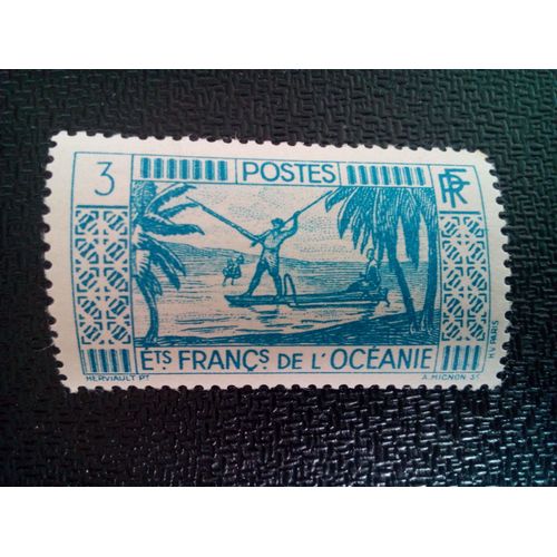 Timbre Oceanie Francaise Yt 86 Pêcheur 1939 ( 110604 1 )