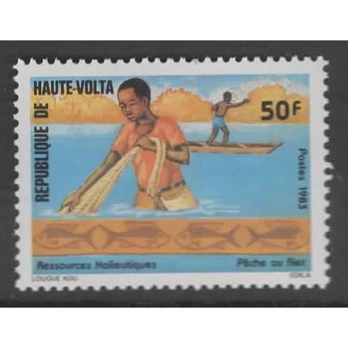 République De Haute-Volta, Timbre-Poste Y & T N° 604, 1983 - Ressource Halieutique, Pêche Au Filet