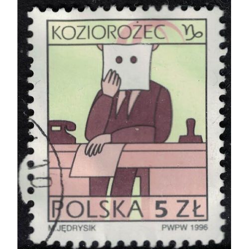 Pologne 1996 Oblitéré Used Signes Du Zodiaque Capricorne Travail De Bureau Su