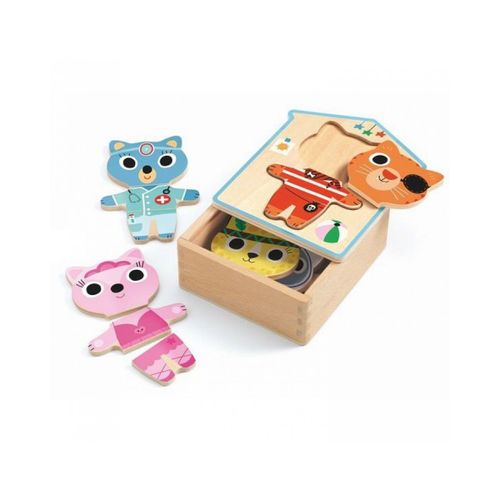 Puzzle 3 Pièces 6 Puzzles En Bois - Dressup-Mix