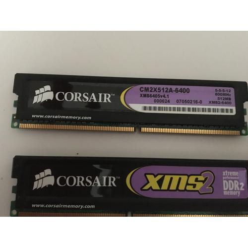 2 barette de mémoire 512 Ram DDR2 Corsair.