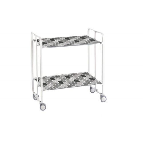 Don Hierro - Table Roulante Pliante Bauhaus Châssis Blanc, 2 Plateaux-88