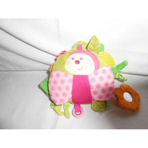 Doudou Jeux Multi Activité Coccinelle Papillon Vibrant Miroir Anneau De Dentition Vert Rose Orange Jaune