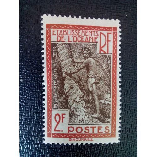 Timbre Oceanie Francaise Yt T 16 Hommes Maoris 1929 ( 110604 1 )