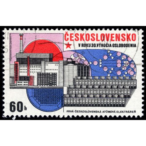 Timbre : Priva Ceskoslovenska Atomova Elektraren.V Roku 30. Vyrocia Oslobodenia.60h.Ceskoslovensko.