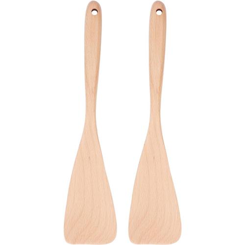 Spatule En Bois Pour La Cuisine, Ensemble De Spatules À Long Manche, Ustensiles De Cuisine Résistants À La Chaleur Pour Poêles Antiadhésives Et Wok 2 Pièces