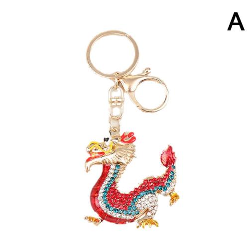 Red Porte-Cles Cadeau Du Nouvel An Pendentif De Lannee Du Dragon Accessoire De Sac Pour Femmes Et Hommes K3j9 Red