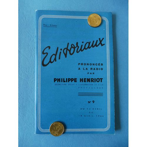 Ww2 / Editoriaux Propagande / Philippe Henriot / Vichy Resistance / Original 1944