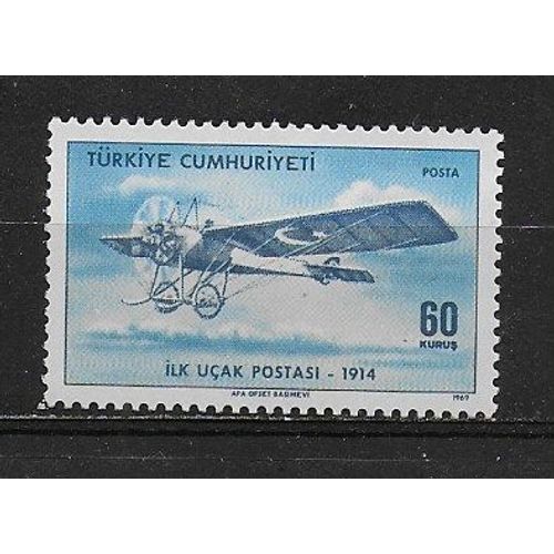 Turquie 1969 : 55è Anniversaire Du 1er Courrier Aérien : "Prince Celadeddin", 1er Avion - Timbre Neuf *