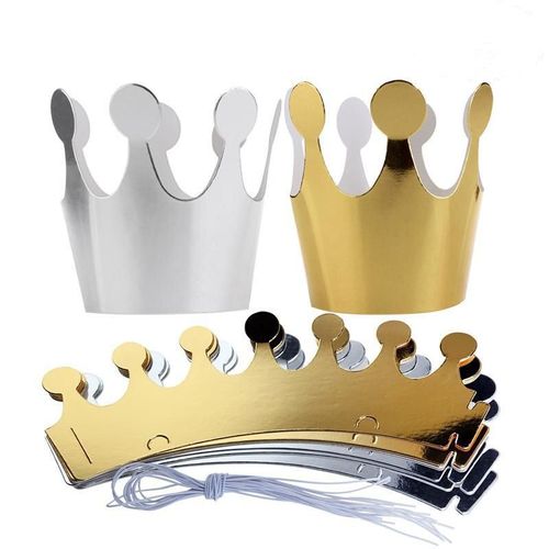 5/10 Pièces Enfants Adulte Joyeux Anniversaire Papier Chapeaux Chapeau Prince Princesse Couronne Décoration De Fête Pour Garçon Fille Argent Or Couronne  Z1584