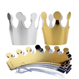 5/10 Pièces Enfants Adulte Joyeux Anniversaire Papier Chapeaux Chapeau Prince Princesse Couronne Décoration De Fête Pour Garçon Fille Argent Or Couronne  Z1584