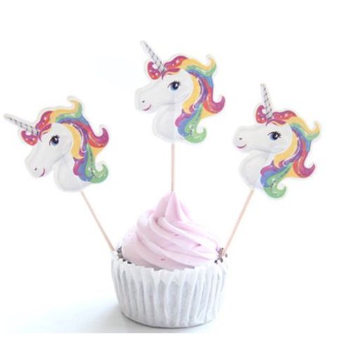 24 Pièces Bande Dessinée Licorne Fête Décoration De Gâteaux Joyeux Anniversaire Fête Bébé Douche Enfants Fête Décor Enfants Gâteau Décor Fournitures  Z1882