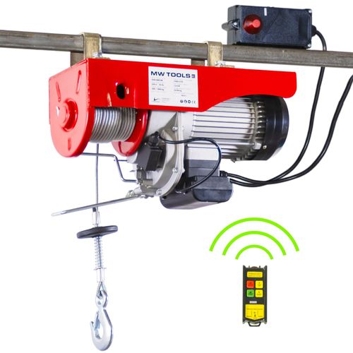 Palan électrique à câble 500/1000kg 18/9m 230V télécommande SANS fil MW Tools SHN100018R