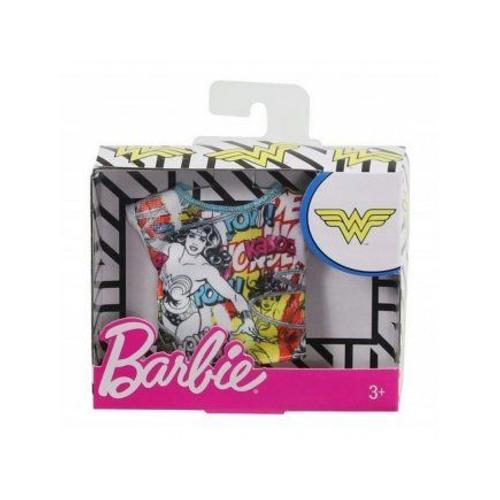 Barbie - Habit Pour Poupee Mannequin - Debardeur Wonder Woman Multicolore - Vetement - Tenue Top Dc - Super Heros Fille