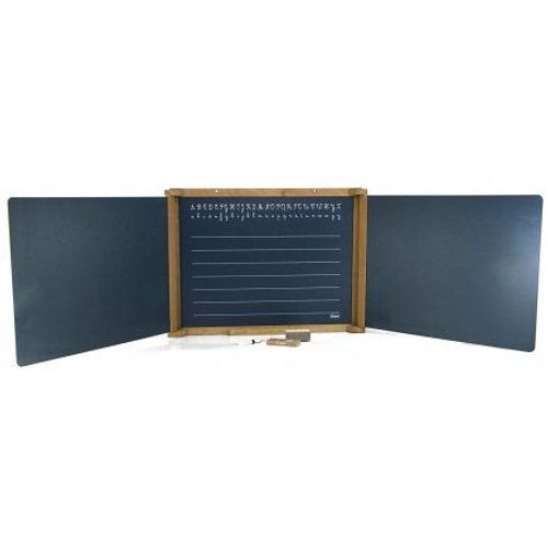Tableau Mural 3 Volets En Bois Double Face + Brosse + Craies + Feutre - 156x43cm / 56x43cm - Ecole - Jeujura - Enfant