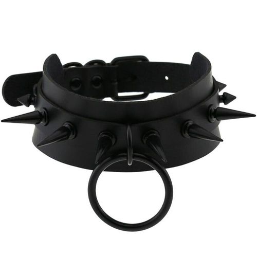 Expédié De France Choker Ras De Cou Collier Chaine Noir Anneaux Clous Goth Gothique Punk Rock Biker
