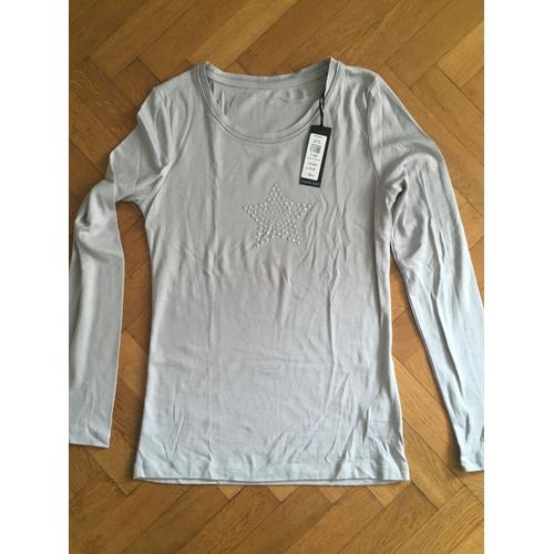 Tee-Shirt Caroll Manches Longues Gris Clair Taille 40