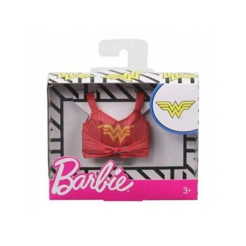 Barbie - Habit Poupee Mannequin - Debardeur Rouge Wonder Woman - Vetement - Tenue Top Dc - Super Heros Fille