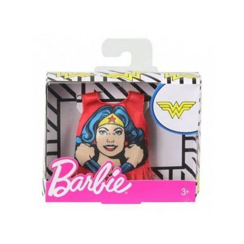 Barbie - Habit Pour Poupee Mannequin - Debardeur Rouge Wonder Woman - Vetement - Tenue Top Dc