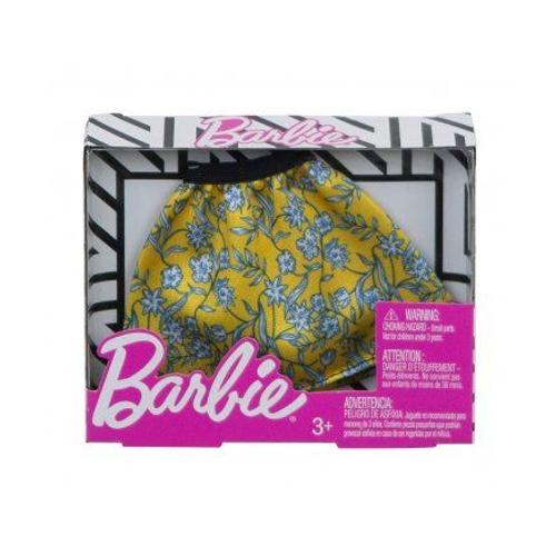 Barbie - Habit Pour Poupee Mannequin - Jupe Jaune Avec Fleurs - Vetement - Tenue Robe