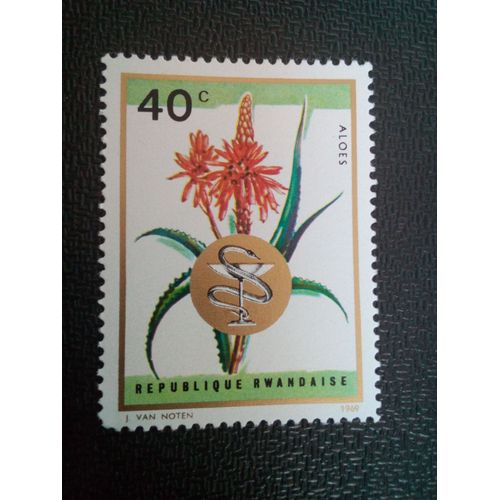 Timbre Rwanda Yt 312 Plantes Médicinales Aloe Africana 1969 ( 150604 )