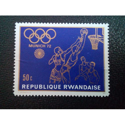 Timbre Rwanda Yt 424 Jeux Olympiques D'été, Munich Basketball 1971 ( 150604 )
