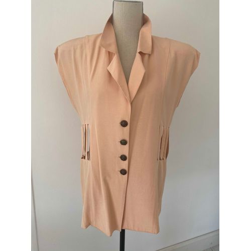 Veste Decoupee Cote Couleur Abricot Originale