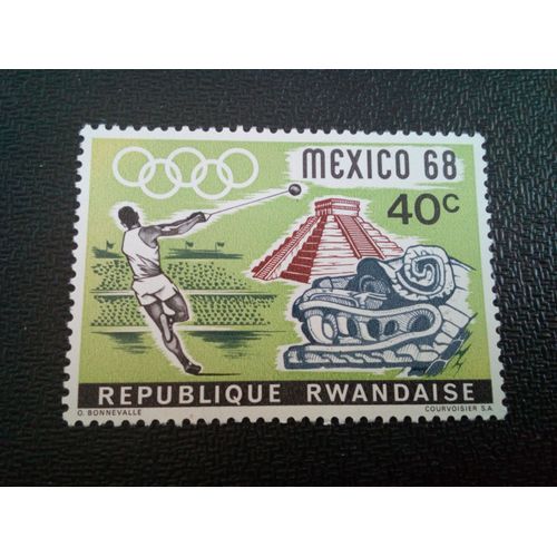 Timbre Rwanda Yt 244 Jeux Olympiques, Lancer Du Marteau 1968 ( 150604 )