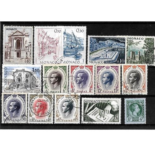 Monaco-Lot De 15 Timbres Oblitérés-Très Bon Etat