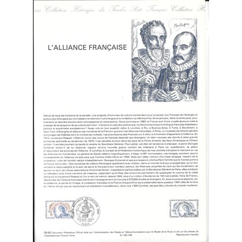 France-Document Officiel-L'alliance Française-Paris, 19 Février 1983 -Document Neuf**- 1 Er Choix