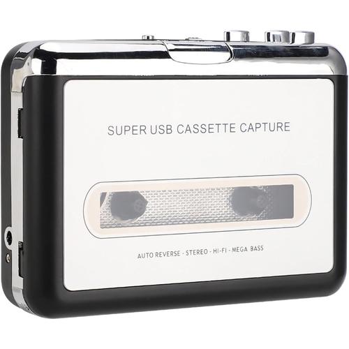 Lecteur de musique Portable, USB Stéréo Lecteur de Cassettes Audio Convertit Cassettes en MP3 et CD, Connecter et Utiliser Lecteur Cassettes Audio pour Win 7 8 10 2000 XP Vista