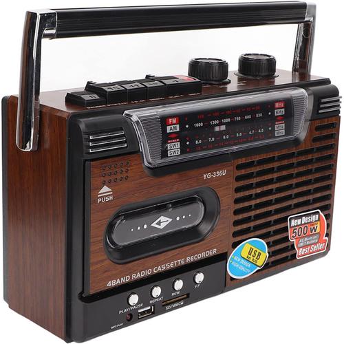 Lecteur de Cassette Rétro Boombox, Lecteur de Cassette Radio AM FM, Captures de Lecteur de Bande Portable, Prise en Charge de la Carte de Stockage et USB, avec Prise Casque(EU)