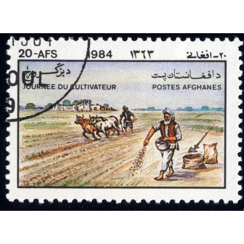Timbre Journée Du Cultivateur.Postes Afghanes.20-Afs .1984.