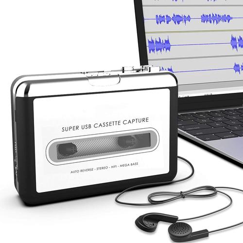 Portable Super USB Cassette Capture Lecteur cassettes Convertir à CD/MP3 (Noir et Argent)