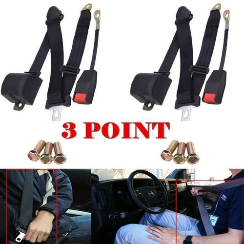 2 Kit Set Universel 3 Points Réglable Ceinture De Sécurité Du Véhicule Auto Voiture Car Van Seat Belt +Boulons M38905