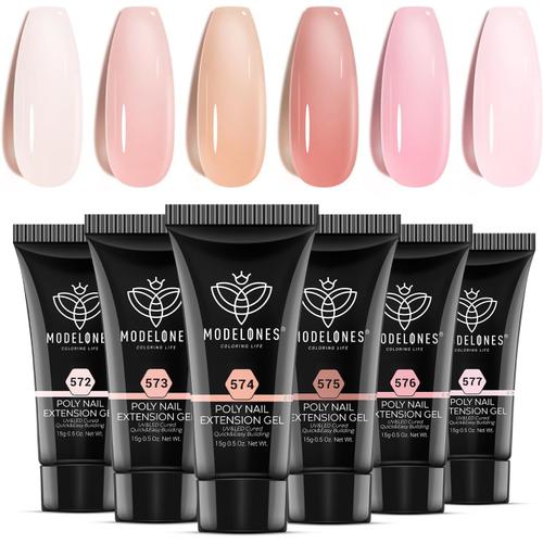 Polygel 6 Couleurs 15 Ml Extension Gel Pour Faux Ongles Extension Rose Construction Vernis Semi Permanent Quick Building Extender Gel Complet Pour Manucure Nail Art Debutant 