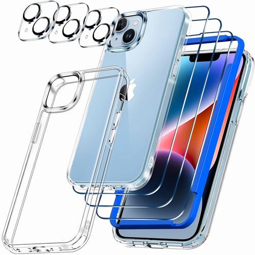 10 In 1 Handyhülle Für Iphone 14 Plus Hülle Case Zubehör Mit 3 Stück Panzer Schutz Glas 3 Stück Kameraschutz 360 Grad Schutzhülle Clear Kompatibel Mit Magsafe Cover Dünn Durchsichtig