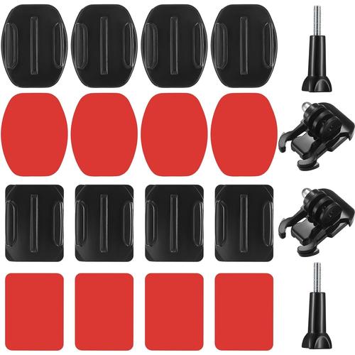 20 Sets Coussinets Adhésifs Compatible avec Gopro, Fixation de Casque en Adhésif, Support Adhésif Incurvé et Plat, Autocollant de Monture compatibles avec GoPro Hero Session/4/3/3+/2 Caméra Action