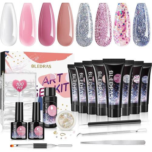 Ongle Gel Kit Complet 8*15ml, Nail Extension Gel, Kit Ongle Gel Uv, Gel Construction Ongle Uv Avec Décorations Et Accessoires Pour Débutants, Professionnels, Nail Art À La Maison, Coffret Cadeau Femme 