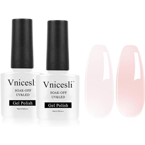 2 Couleurs Vernis Semi Permanent Rose Nude, 10ml Vernis Gel UV Semi Permanent Nudee Rose Naturel Vernis à Ongles Nail Art Vernis Transparent Soak Off UV LED French Manucure Gel Polish