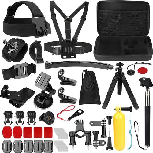 Kit d'Accessoires pour Caméra d'action, 50-en-1 Kit d'Accessoires pour Caméra de Aport pour Hero 12 11 10 9 8, Max/Fusion, Insta360, DJI Osmo Action Cam, Campark, SJCAM, REMALI