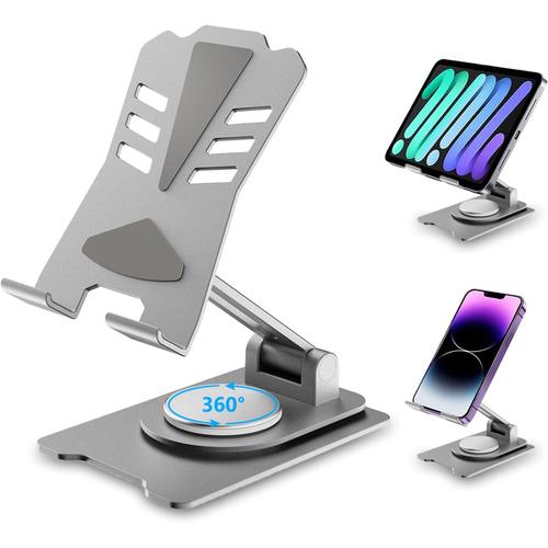 Tablette Support, Support De Téléphone Portable,Support De Bureau Pivotant Réglable Avec Base Rotative À 360 Degrés, Berceau Pliable Pour Téléphones Mobiles, Iphone,Switch ,Ipad, Kindle,Samsung