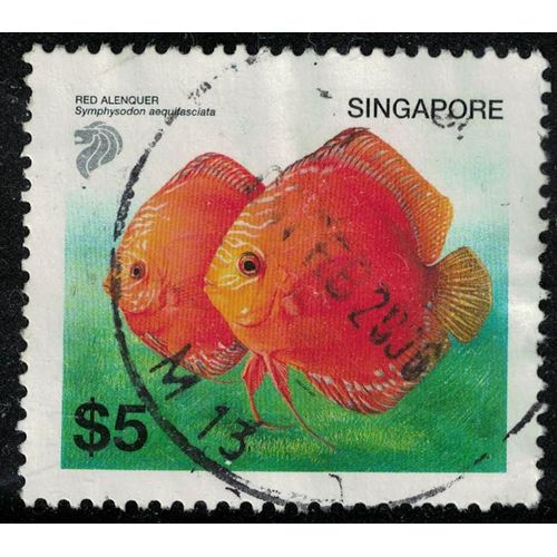 Singapour 2002 Oblitéré Used Fish Poisson Symphysodon Aequifasciata Discus Red Alenquer Su
