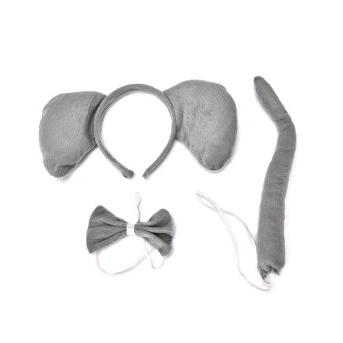 3 Pièces/Ensemble 30cm Hallowen De Fête 3d Costume D'éléphant Oreilles D'animal Bandeau N¿Ud Queue De N¿Ud Décor Pattes