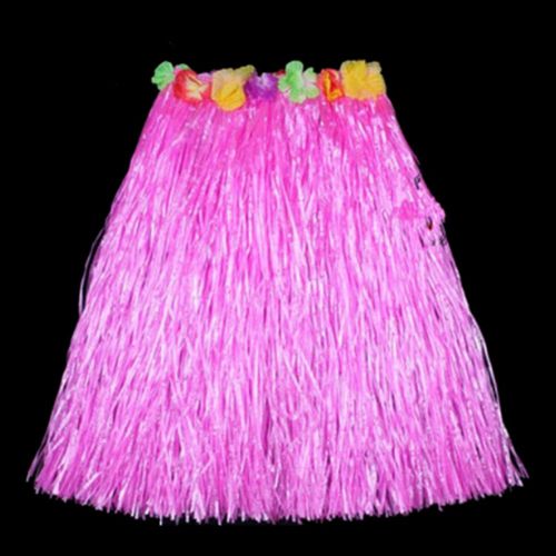Costume Hawaïen 8 Couleurs 60cm En Fibers De Plastique Jupes Pour Femmes Jupe Hula Avec Fleur Robe De Pom-Pom Girl De Jeu