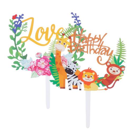 Décoration Acrylique Animaux Sauvages 1 Pièce Fournitures Pour Fête D'anniversaire Pour Enfants Décoration Pour Gâteau En Fleurs De Singe Lion Zèbre Girafe