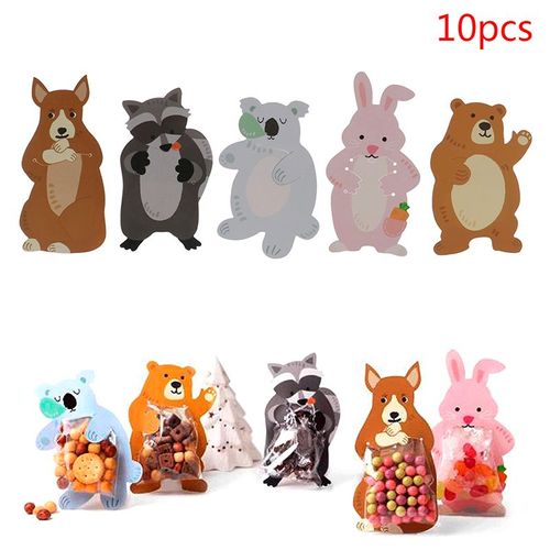 Sacs Cadeaux Avec Animaux 10 Pièces/Lot Mignons Sacs Cadeaux Pour Fête Prénatale Anniversaire Sacs À Bonbons Sacs À Cookies Boîte À Bonbons Ours Cartes De V¿Ux