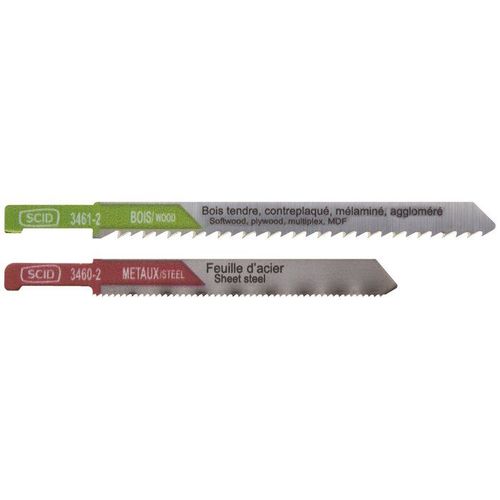 Assortiment 2 lames de scie sauteuse accroche Peugeot SCID - Chrome vanadium et HSS